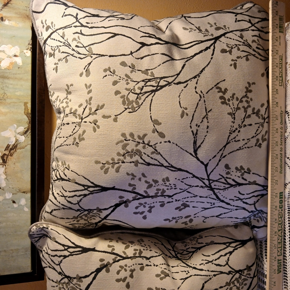 Hayden Alt Euro Elegant Gray and Black Botanical Throw Pillow